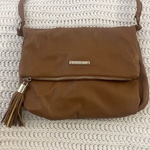 Nine West Camel Brown Leather Cross Over / Over the Shoulder Bag